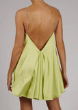 Sweet Metal Straps Sleeveless Solid Satin Mini Loose Club