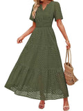 Women's V-Neck A-Shaped Hollow Lace Cake