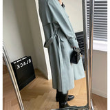 Women's Belted Long Windbreaker Women's Coat Korean Casual Slim