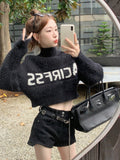 Desire Sweet Hot Girl Sexy Short Style Top Girl Autumn And Winter Design Sense Niche High Neck Sweater Sweater Jacket Jacket-Outfit