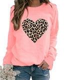 Round Neck Leopard Print Heart Printing Hooded Veet