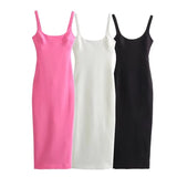 New Spring Style Solid Color Medium And Long Version Suspender Dress 2289777-Outfit