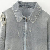 Homemade New Women's Hole Decoration Denim Short Jacket Jacket
