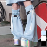 Japanese Y2K Leg Warmer Subculture Strap Leg Cover Spicy Girl JK Student Pile up Socks Women Lolita Long Socks Boot Cuffs-Outfit