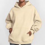 Toloer Coat Women's New Fashion Pure Color Loose Casual Temperament Long-Sleeved Hooded Winter Hoodie