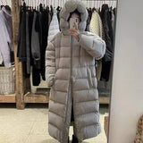 Cold Resistant Goose Down Add Thick Big Quilt Down Jacket Female Long Style 2024 New When There Is No Gallbladder Straight Filling Puff Coat Fashion-Outfit