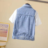 Toloer Vest Female Summer Western Style Show Thin New Korean Version Of Short Jacket Student Horse Clip Jacket Vest Female-Outfit