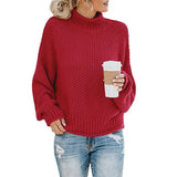 Toloer Women's WISH Turtleneck Long Sleeve Jumper Loose Casual Knit Sweater