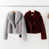 Teddy Burgundy Faux Fur Coat-Outfit