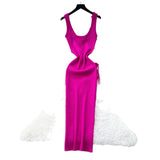Women's Dress 2025 Summer Pure Desire Three-Dimensional Flowers Slimming Temperament Sling Knitted Hip