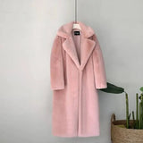 Ladies Faux Leather Long Coats Femme Pockets Soft Mink Fur Women Trendy Street Style Loose Short Outwear