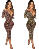 Winter Sexy Deep V Neck Long Sleeve Long