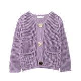 2025 New Women's Solid-Color Casual Fashion Coarse Knit Long-Sleeved Sweater Cardigan
