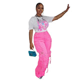 Hot Women's New Retro Casual Hole-Breaking Workwear Wide-Legged Multi-Bag
