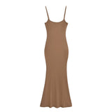 Trendy Women's Dress Hot Girls Sexy Stretch Slim Show Thin Buttocks Halter Skirt Pure Desire Tight Sleeveless Dress-Outfit