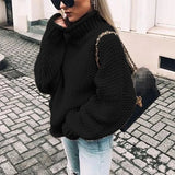 Toloer Women's WISH Turtleneck Long Sleeve Jumper Loose Casual Knit Sweater