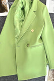 Women Fashion Long Sleeve Chic Blazer Business Single-breasted Notched Temperament Outerwear Design Style Lapel