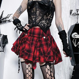 Summer New Women's Dress Hip Skirt Dark Style Sexy Hot Girl Slim Red Plaid Half Skirt Woman-Outfit