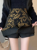 Black Golden Printed Bodycon Mini Skirt-Outfit