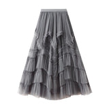 Half-Dress Summer 2025 New Irregular Mesh Dress With Thin High Waist Fluffy Cake Skirt