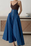 2022 Spring 2 Pieces High Waist Women Denim Skirt Long Vintage Loose Chic Single Breasted Maxi Skirts Woman Jeans