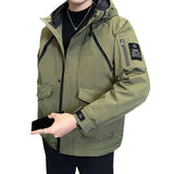 Fashion Youth Men's Wear 2024 Winter Wear Two Cotton Men Thick Coat New Fashion Cotton Suit Hat Warm Tooling Men-Outfit