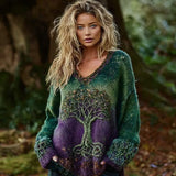 Explosion Autumn And Winter Loose V Collar Blouse Casual Shoulder Women's Coarse Needles And