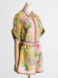2025 New Unique Printed Design Shirt Top + Casual Shorts Niche Fashion Set