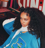 Lucky Embroidery Varsity Jacket-Outfit