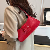 Bow Knot Pu Leather Y2K Shoulder Bag-Outfit