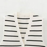 Women's Street Fashion Urban Leisure Knitted Striped Vest Vest Sweater 3519032-Outfit