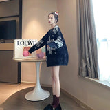 Women's Christmas Thickened Knitting Warm Imitation Mink Snowflake Loose Casual Fashion Pullovers Ladies