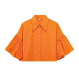 Short Top 2025 Spring Five-Sleeve Retro Temperament Bubble Sleeve Loose