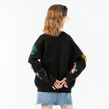 Cartoon Fun Fruit Embroidery Sweater Harajuku Retro Style Knitted Sweater Autumn And Winter Cotton Pullover