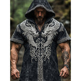 Men's Short-Sleeved Loose Casual Hoodie 3D National Style Digital Printing Short