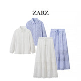 Homemade New Women's Lace Sticker Shirt Loose Dresses Two-Piece
