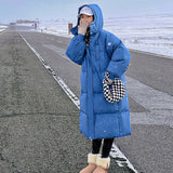 Korean Advanced Sense Hooded Coffee Color Long Cotton Coat Female Autumn And Winter Loose Cotton-Padded Jacket Fashion Temperament Cotton Clothes-Outfit