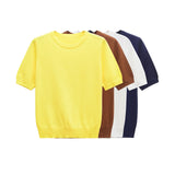 Homemade New Women's Classic Flat Needle Short Sleeve Basic Knit