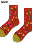 Happy Socks Man Creative Flower Flowers Pattern Funny Socks Casual Comfort Cotton High Quality