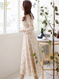 Han Queen Temperate A-line Lace Dress Women Spring Full Sleeve Long Swing Dresses OL Special Occasion Evening Party Vestidos-Outfit