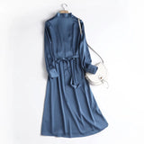 New Long Dress Korean Version Of Women's Elegant Simple Style V-Neck High-Waist Dress-Outfit