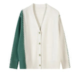 Green Big Size Knitting Cardigan Sweater Loose Fit V-Neck Long Sleeve Women New Fashion Tide Autumn Winter 2022