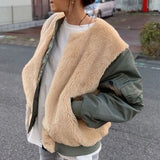 2022 Streetwear Vintage Women's Lamb Fur Coats Winter Loose Harajuku Patchwork Thicken Jackets Hooded Coat