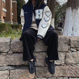 America Bomber Black Heart Jacket Female Men Oversized Baseball Jacket Women Harajuku Plus Size Streetwear Outerwear