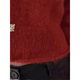 Small Fragrant Red Hairy Long-Sleeved Sweater Women's Autumn And Winter Unique Beautiful Hairy Sleeve Knitted Open Shirt