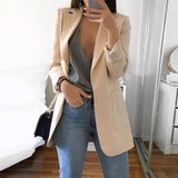 2022 New Solid Color Fashion Casual Suit Collar Long Sleeve Slim Temperament Coat Women Large Size Hot Sale