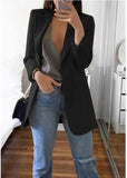 2022 New Solid Color Fashion Casual Suit Collar Long Sleeve Slim Temperament Coat Women Large Size Hot Sale