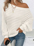 And Winter New Solid Color Three-Dimensional Cross-Print Collar Bat Sleeve Knitted Sweater