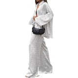 Toloer Spot 2024 Spring New Women's Fashion Temperament Long Sleeve Lapel Shirt Trousers Two Sets-Outfit