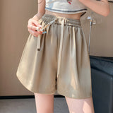 Silk Acetic Acid-Singed Noodles Sports Shorts Women's Summer Thin Small Man Loose Thin A Word Five-Legged Leisure